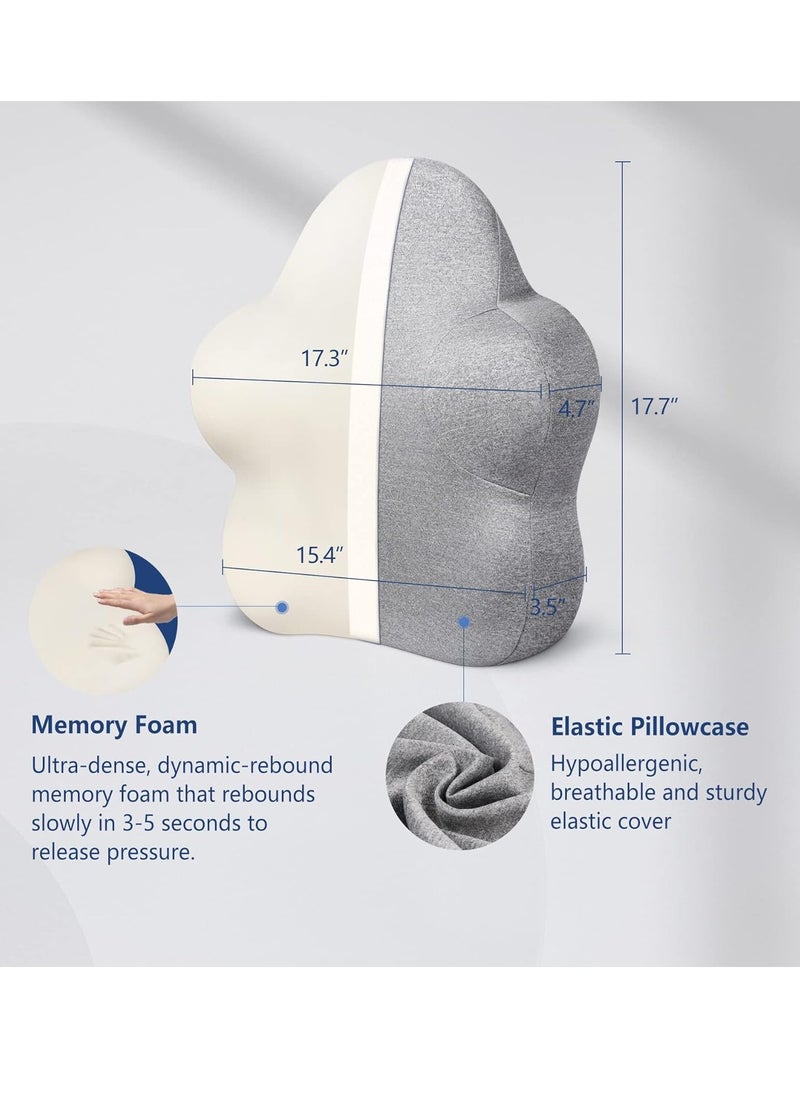 Lumbar Support Pillow for Office Chair, Memory Foam Back Support Pillow Cushion for Back Pain Relief, Lumbar Chair Pillow with Adjustable Strap for Car, Office, Computer, Gaming Chair