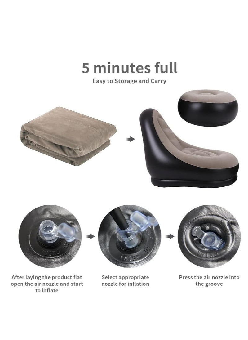 Inflatable Lazy Sofa Family Inflatable Lounge Chair Inflatable Bean Bag Chair with Inflatable Foot Cushion and Electric air Pump for Room,Living Room, Outing and Camping