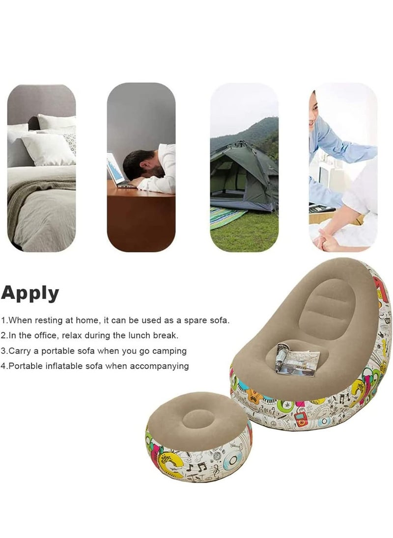 Inflatable Lazy Sofa Family Inflatable Lounge Chair Inflatable Bean Bag Chair with Inflatable Foot Cushion and Electric air Pump for Room,Living Room, Outing and Camping