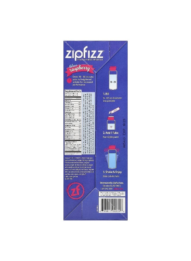 Zipfizz, Energy Drink Mix, Blueberry Raspberry, 20 Tubes, 0.39 oz (11 g) Each