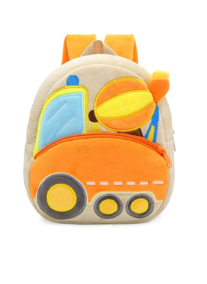 Engineering truck excavator dump truck cartoon plush backpack men's and women's children's bags Backpack backpack mixing truck