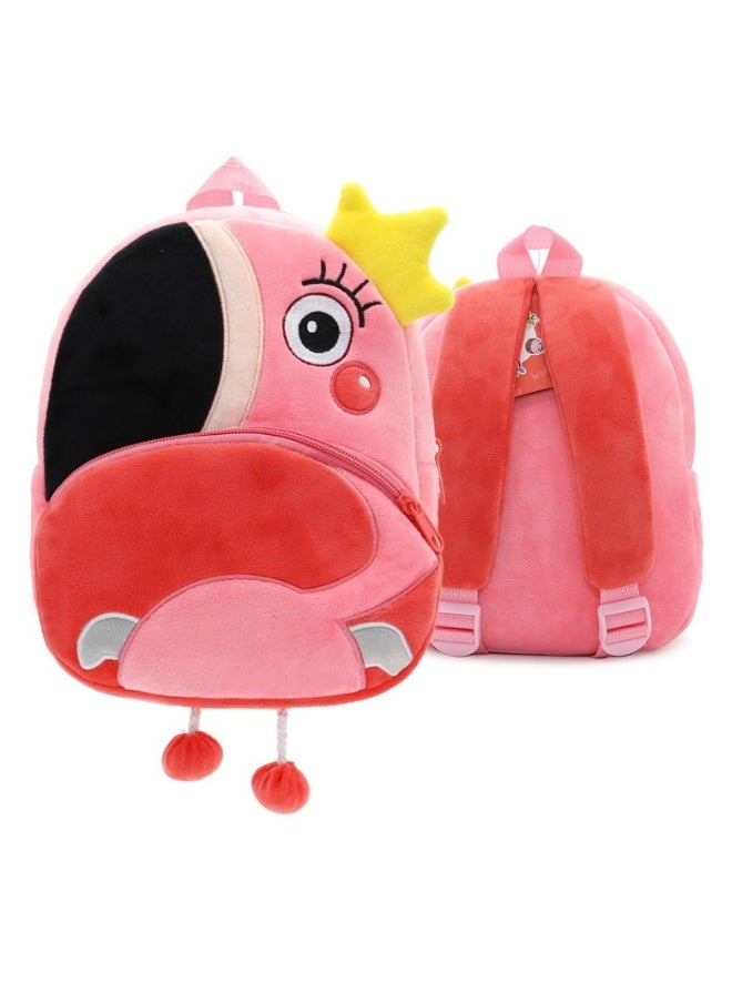 Cute cartoon kids backpack Backpack kindergarten plush backpack animal Flamingos