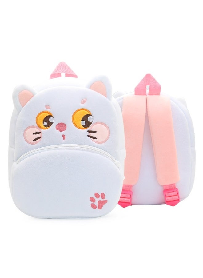 Cute cartoon children backpack backpack kindergarten plush backpack animal white cat