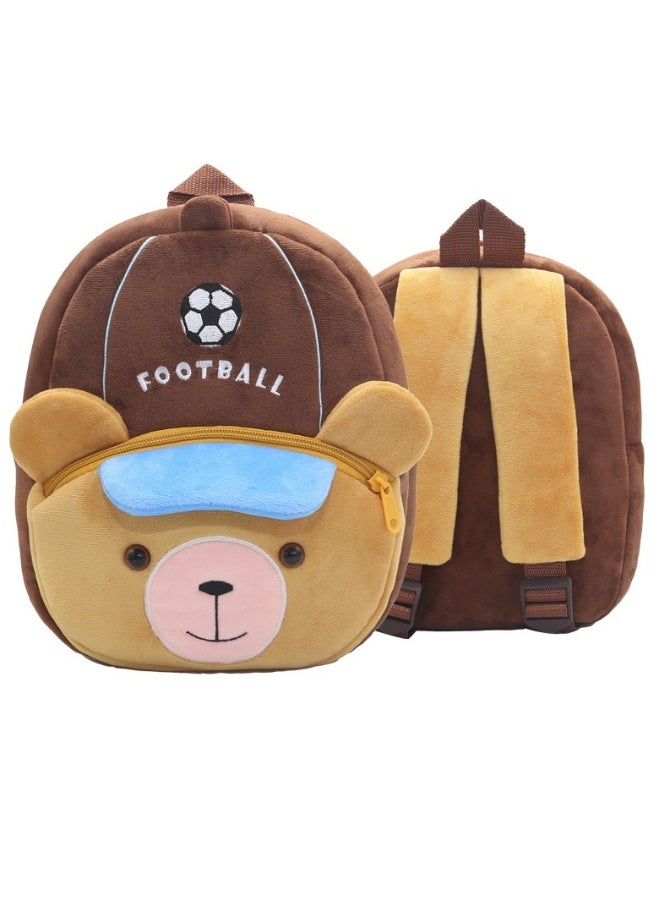 Cartoon plush backpack Animal Sports Backpack Boys and girls backpack Football Bear