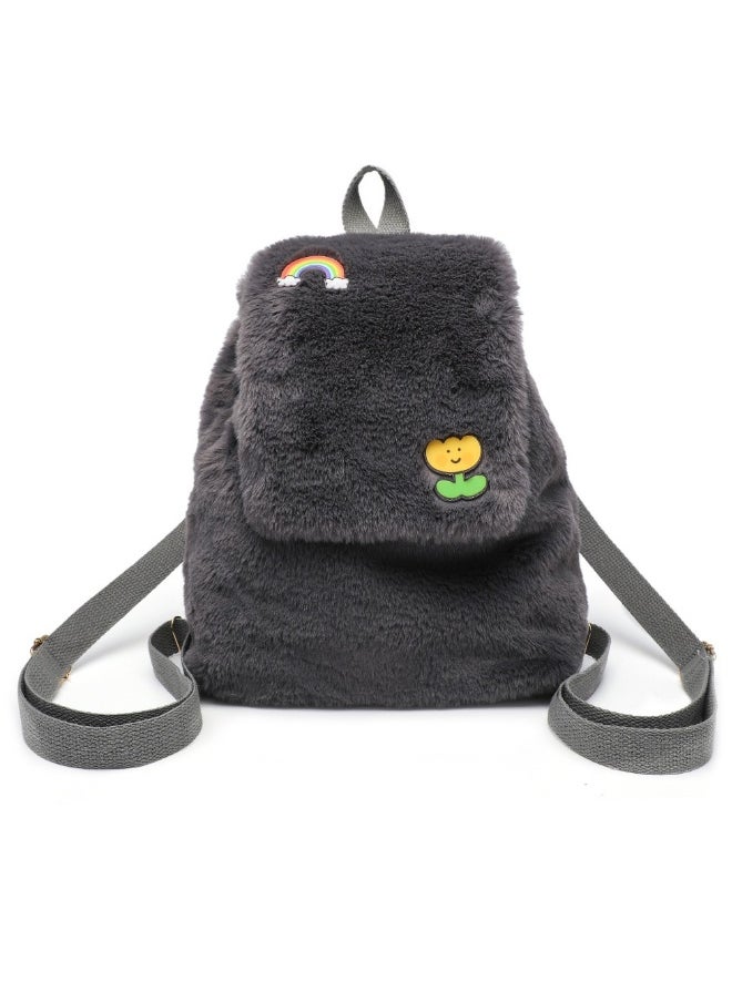 Plush shoulders girl cute backpack out to play casual cartoon plush fashion gray