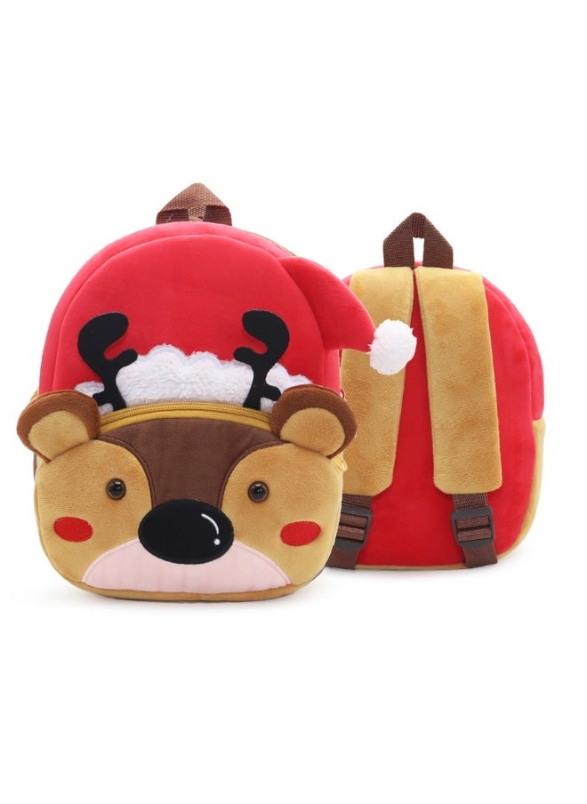 Cartoon plush backpack Animal Sports backpack for boys and girls Ski deer
