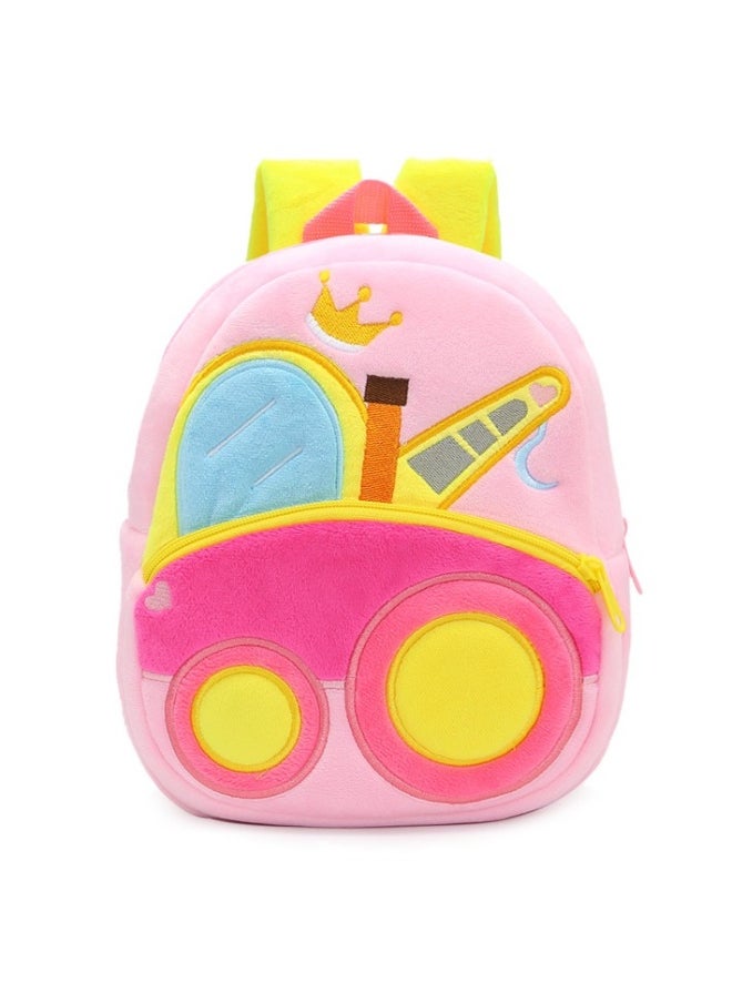 Engineering truck excavator dump truck cartoon plush backpack men's and women's children's bag double shoulder schoolbag crane