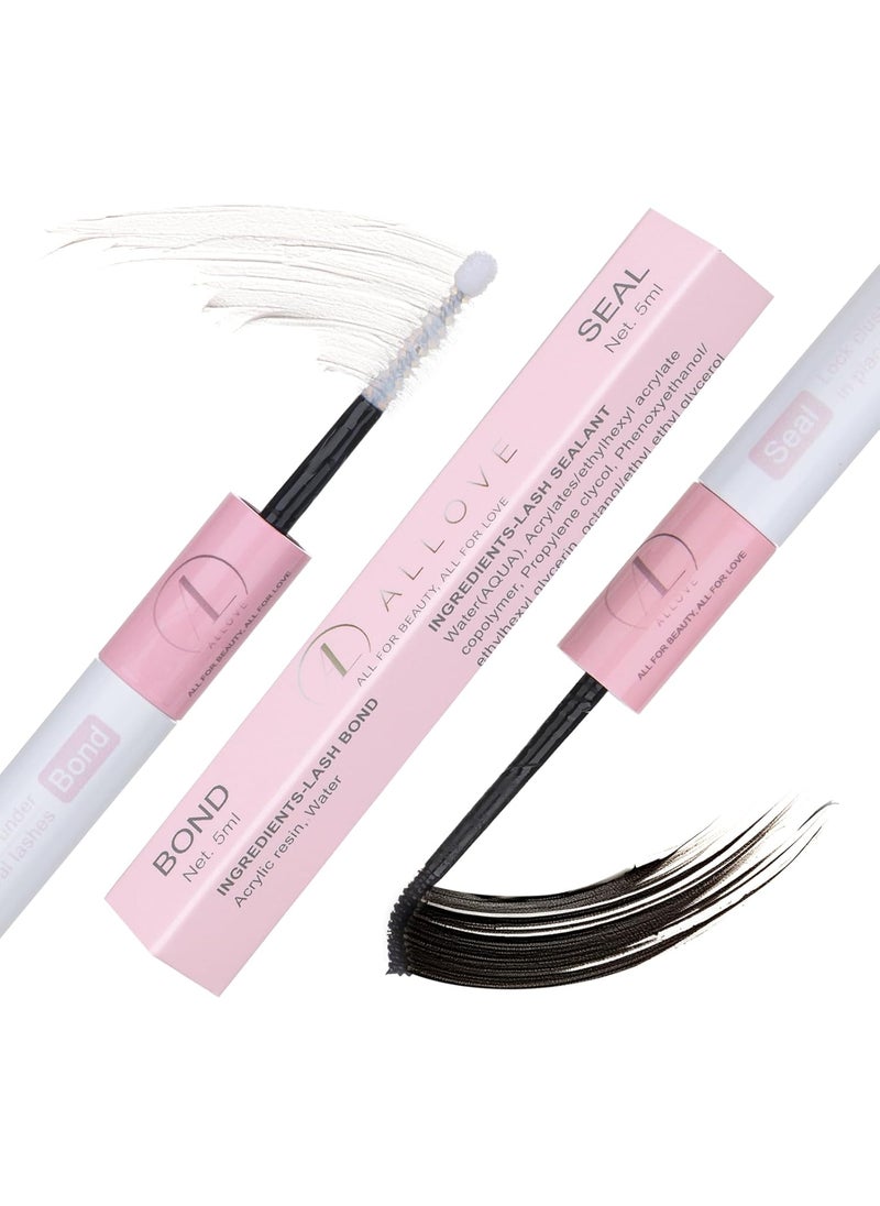ALLOVE Lash Bond and Seal for Eyelash Extensions Cluster Lash Glue and Sealant for DIY Lash Extensions Strong Hold for 48-72 Hours Waterproof Lash Adhesive for Individual Lashes
