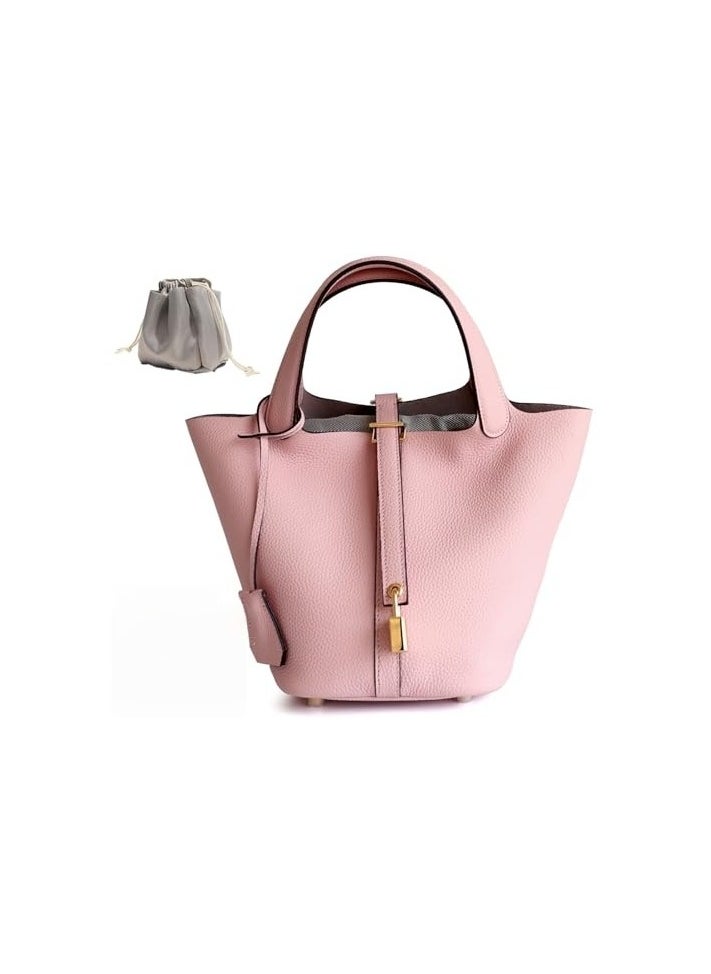 Bucket bag, vegetable basket, women's bag, leather handbag, Mommy bag, bridal bag, advanced pink
