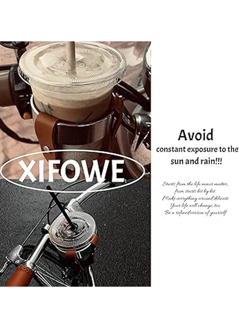 intage Leather Bike Beverage Holder Cruiser Bike Coffee Cup Holder, Water Bottle Cup Holder with Metal Clamp for Beach Cruiser Motorcycle Bike Boat Stroller Walker Wheelchair Scooter Golf Cart
