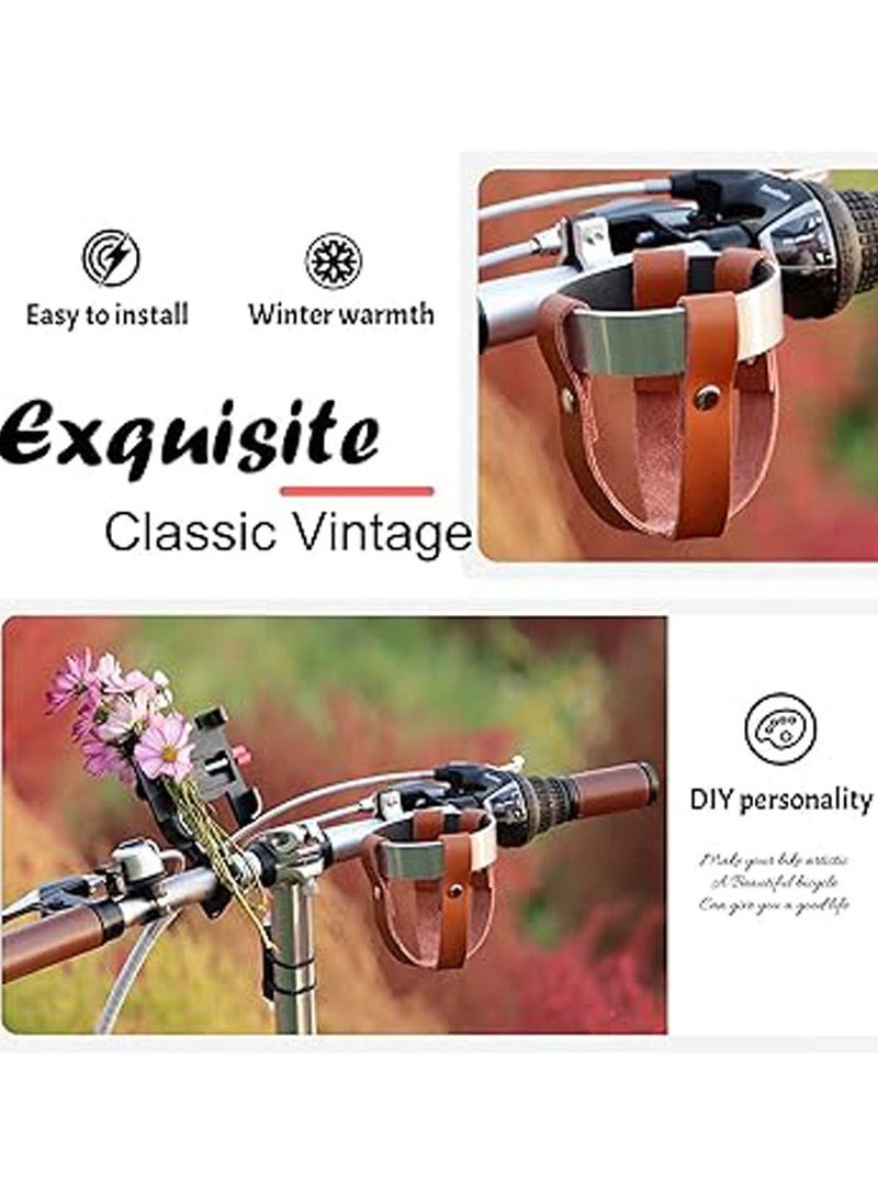 intage Leather Bike Beverage Holder Cruiser Bike Coffee Cup Holder, Water Bottle Cup Holder with Metal Clamp for Beach Cruiser Motorcycle Bike Boat Stroller Walker Wheelchair Scooter Golf Cart