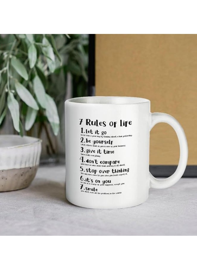 Coffee Mug -Tea cup- 7 Rules of Life - Creative mug- 11 Ounces-Great Gift For Your Friends And Colleagues!