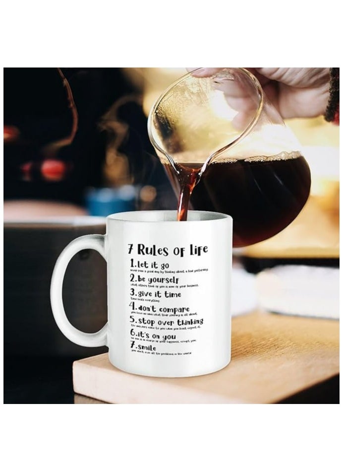 Coffee Mug -Tea cup- 7 Rules of Life - Creative mug- 11 Ounces-Great Gift For Your Friends And Colleagues!