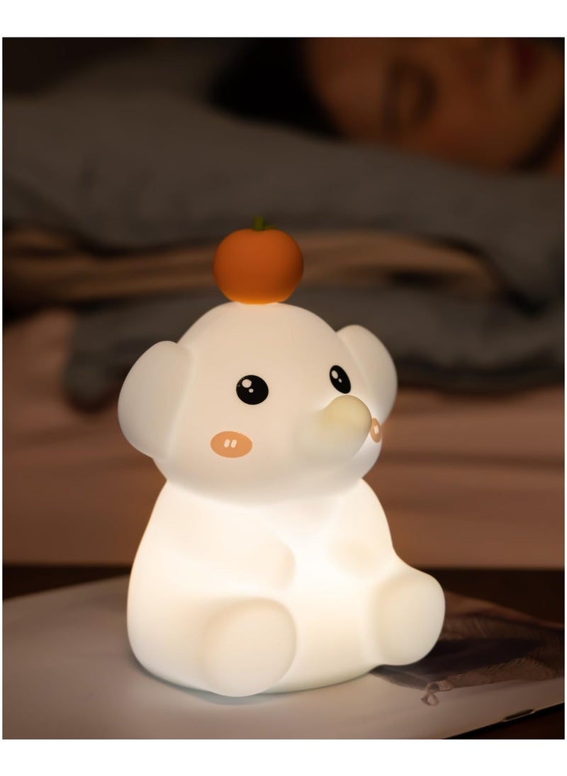 Elephant night light, cute squishy elephant light, silicone night light for baby nursery, rechargeable dimmable kids light for bedroom