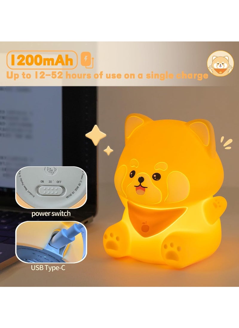 Little panda cute light night light, LED soft novelty light, rechargeable baby night light for toddler bedroom, silicone dimmable breastfeeding baby night light