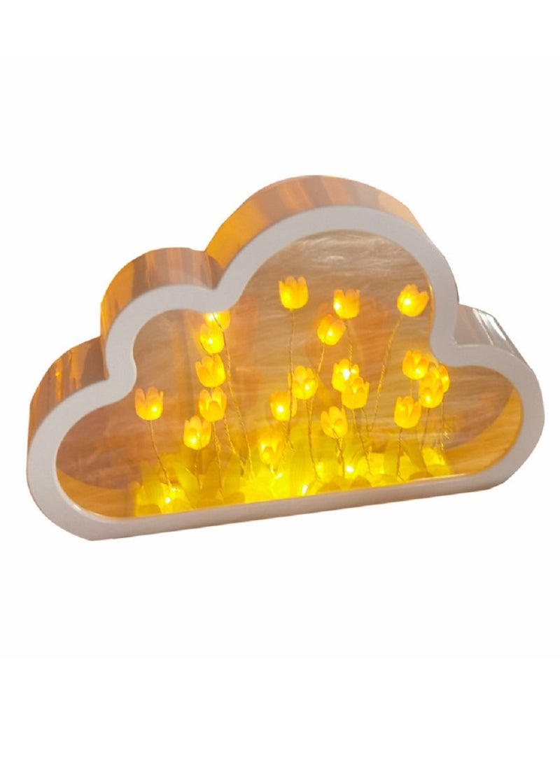 Cloud Tulip Lamp, Cloud Tulip Mirror Night Light, Cloud Mirror Tulip Handmade Furniture Simulation Flower Bedroom Sleeping Table Lamp, Household Mirror Decoration, Girls Room Decoration, Bedroom Night