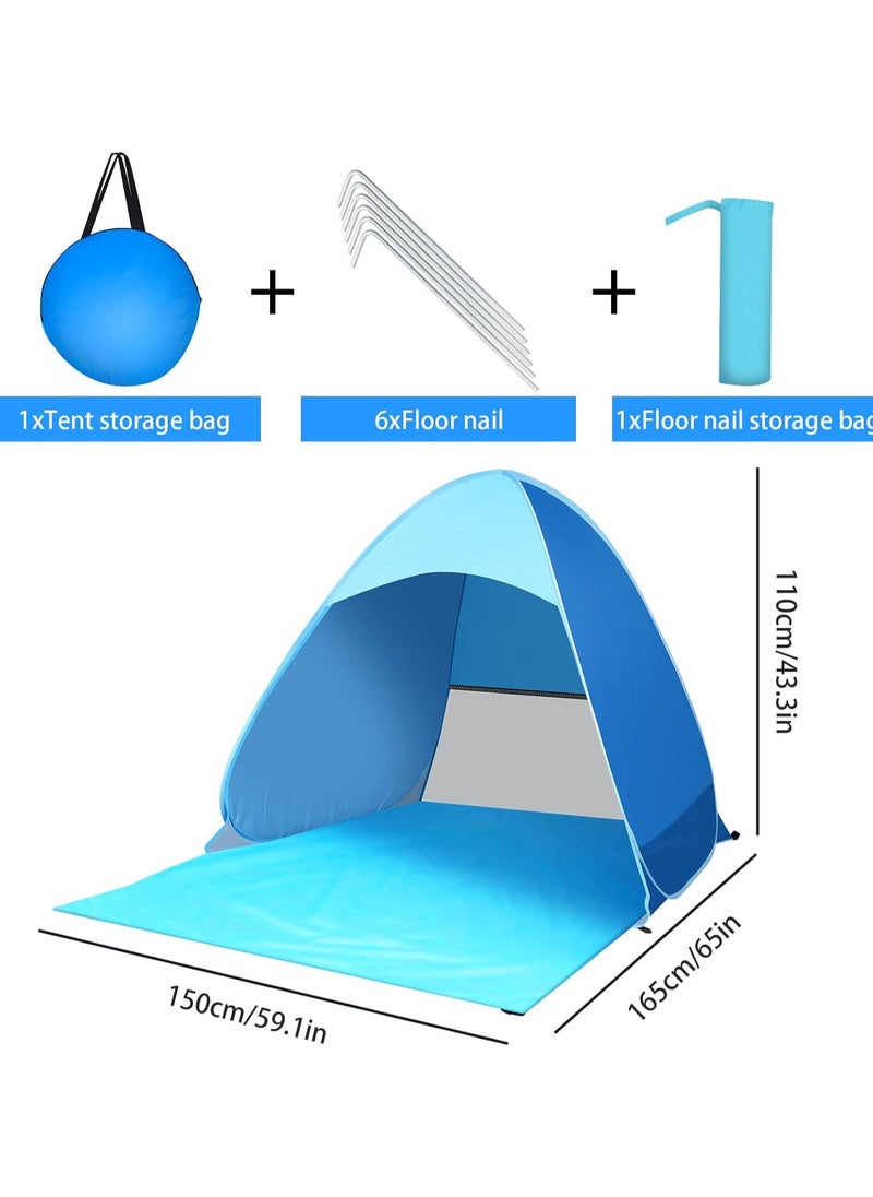 Pop-Up Beach Tent, Instant Outdoor Beach Tent, Portable Automatic Waterproof Shade Tent, Easy to Install, Suitable for Family Picnic Camping