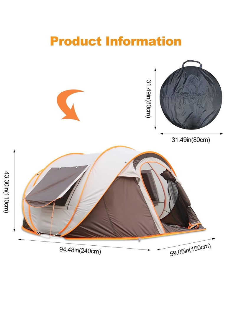 Camping tent, automatic instant tent, 3-4 seat camping tent, quick and easy installation, waterproof and windproof tent, suitable for picnic hiking camping