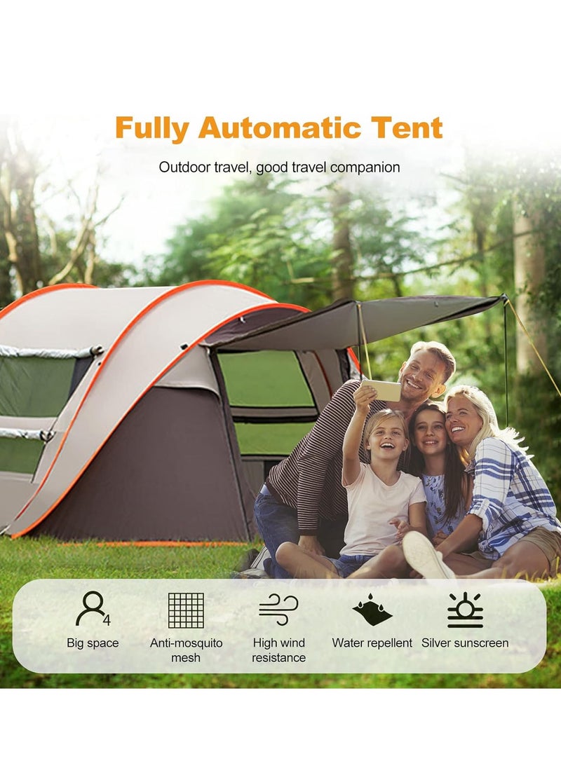 Camping tent, automatic instant tent, 3-4 seat camping tent, quick and easy installation, waterproof and windproof tent, suitable for picnic hiking camping