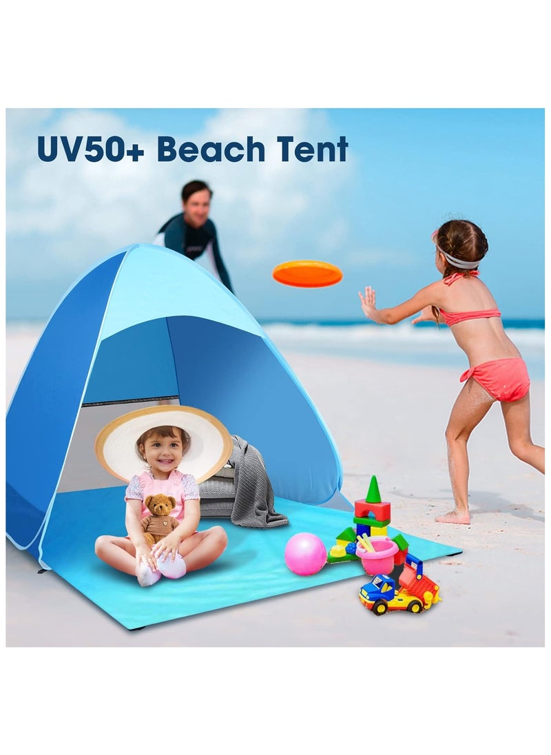 Backpacking Tent Automatic Instant Pop Up Beach Tent Camping Tent Lightweight Outdoor UV Protection Camping Fishing Tent - BLUE