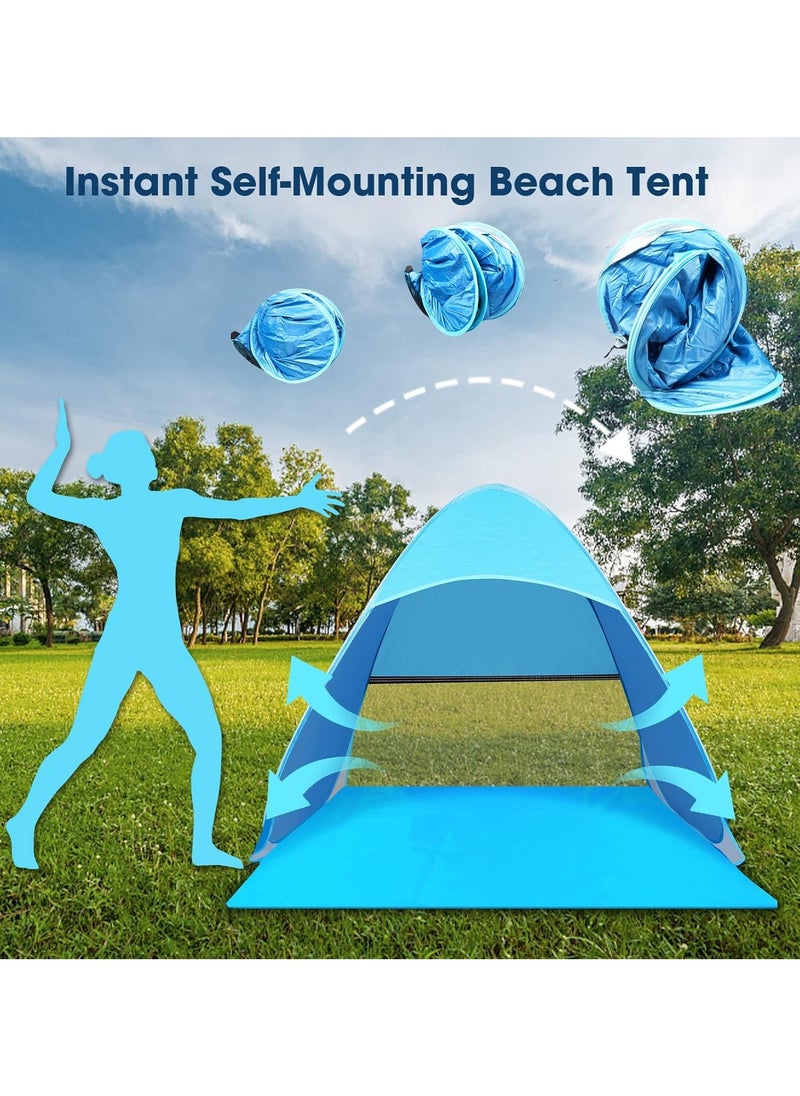 Backpacking Tent Automatic Instant Pop Up Beach Tent Camping Tent Lightweight Outdoor UV Protection Camping Fishing Tent - BLUE