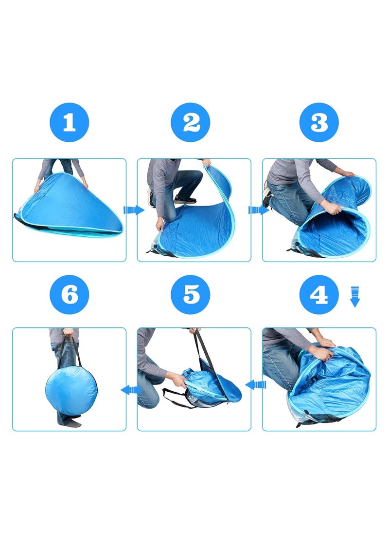 Backpacking Tent Automatic Instant Pop Up Beach Tent Camping Tent Lightweight Outdoor UV Protection Camping Fishing Tent - BLUE