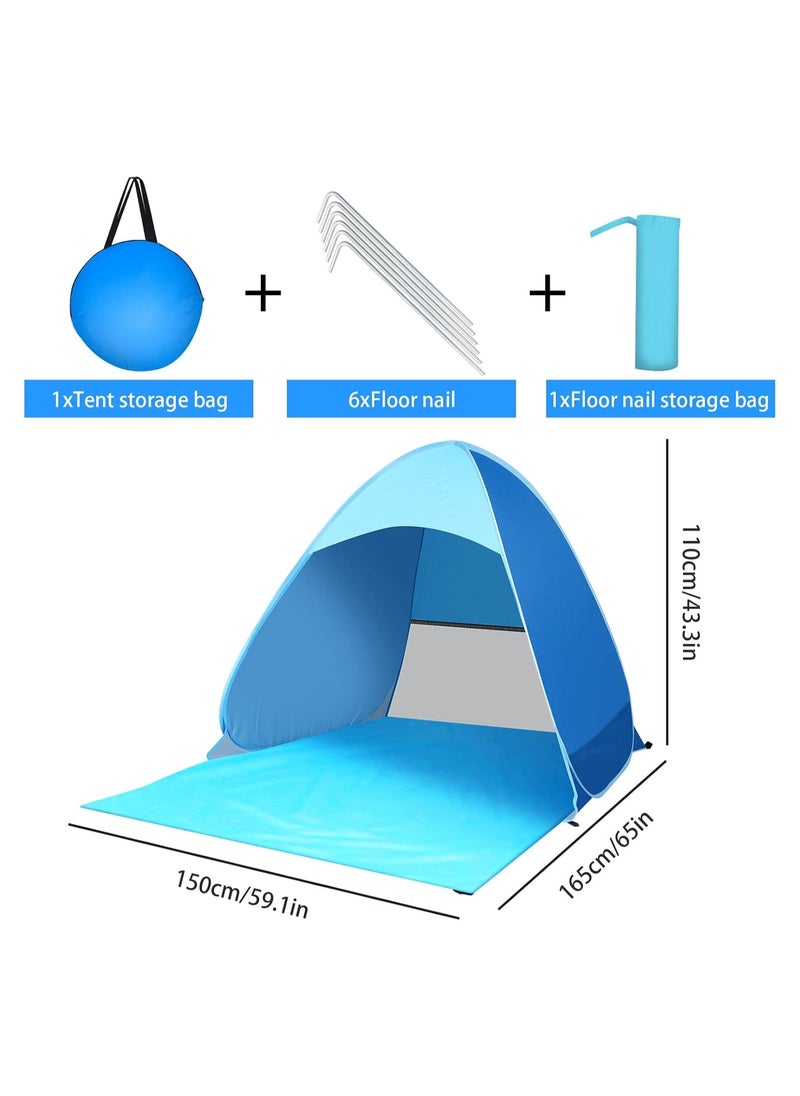 Backpacking Tent Automatic Instant Pop Up Beach Tent Camping Tent Lightweight Outdoor UV Protection Camping Fishing Tent - BLUE