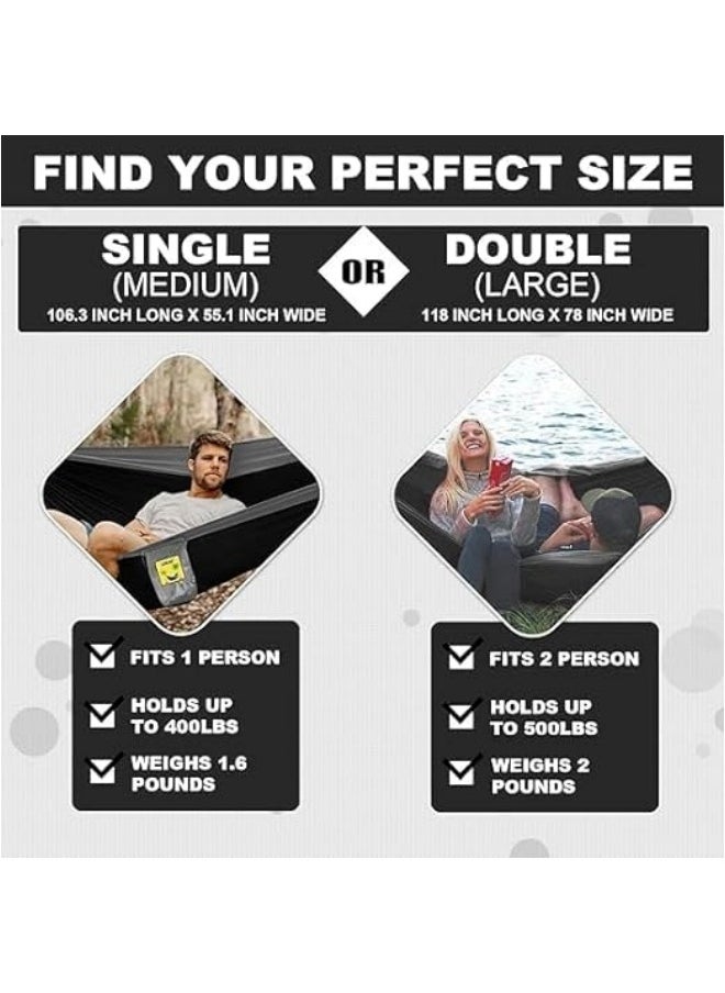 Camping Hammock Double u0026 Single Portable Hammocks Camping Accessories for Outdoor, Indoor, Backpacking, Travel, Beach, Backyard, Patio, Hiking