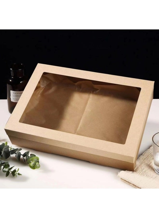 10-Pack Cookie Boxes or Picnic Box, 36 x 25 x 8cm Bakery Boxes with Window, Auto-Popup Treat Boxes, Donut Boxes for Cookies, Muffins and Pastries