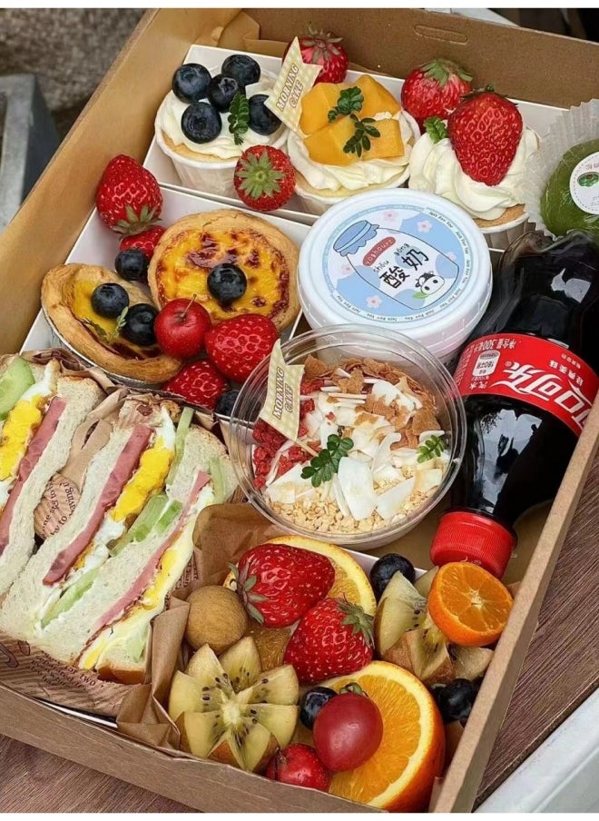 10-Pack Cookie Boxes or Picnic Box, 36 x 25 x 8cm Bakery Boxes with Window, Auto-Popup Treat Boxes, Donut Boxes for Cookies, Muffins and Pastries