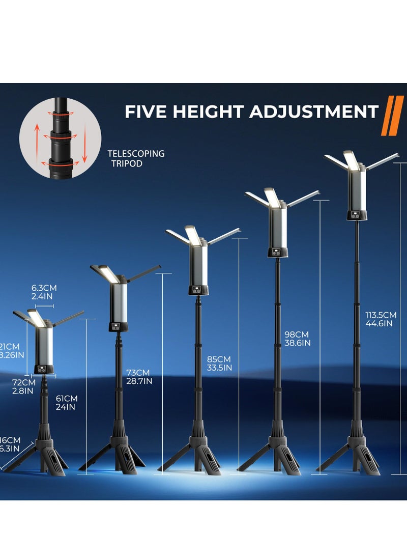 Rechargeable Work Light with Stand, Cordless LED Work Light with Portable Folding Stand, 6AH Battery Work Light, 2000Lumen Outdoor Camping Construction Lights