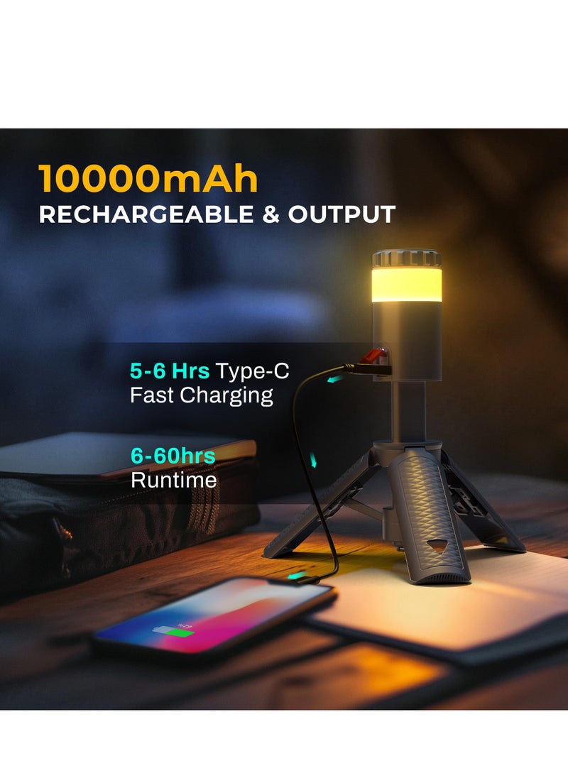 Telescopic Camping Light, 6000mAh Rechargeable Camping Lantern, Remote, IPX4 Waterproof, Rotatable, for Power Outages, Working and Hiking