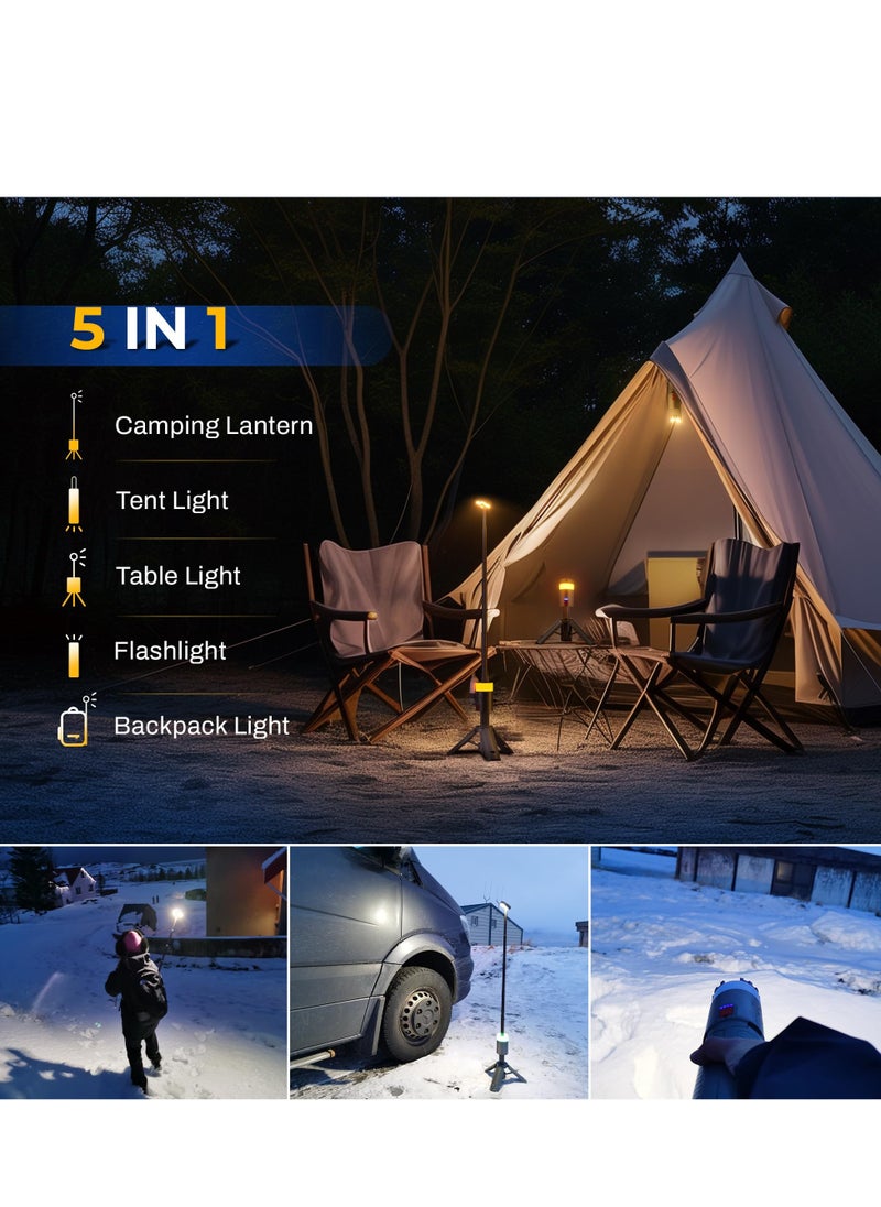 Telescopic Camping Light, 6000mAh Rechargeable Camping Lantern, Remote, IPX4 Waterproof, Rotatable, for Power Outages, Working and Hiking