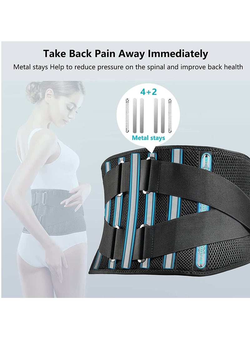 Air Mesh Back Brace for Men Women Lower Back Pain Relief with 7 Stays, Adjustable Back Support Belt for Work, Anti-skid Lumbar Support for Sciatica Scoliosis