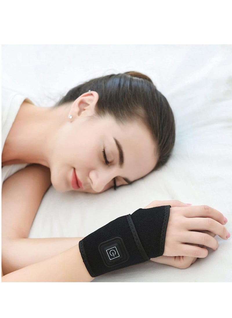 Electric Heated Wrist Brace Wrap Wrist Heating Pad 3-level Temperature Control Wrist Warmer Support Wristband Heat Therapy for Injury Arthritis Tendonitis Joint Pain Relief
