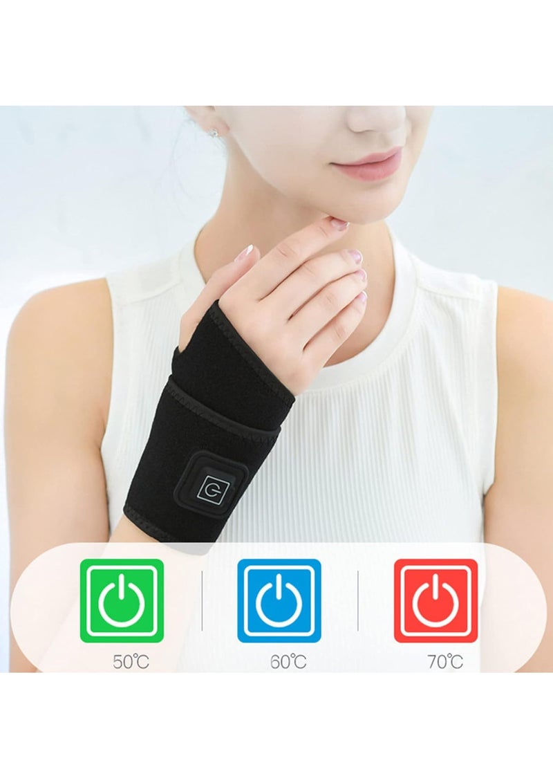 Electric Heated Wrist Brace Wrap Wrist Heating Pad 3-level Temperature Control Wrist Warmer Support Wristband Heat Therapy for Injury Arthritis Tendonitis Joint Pain Relief