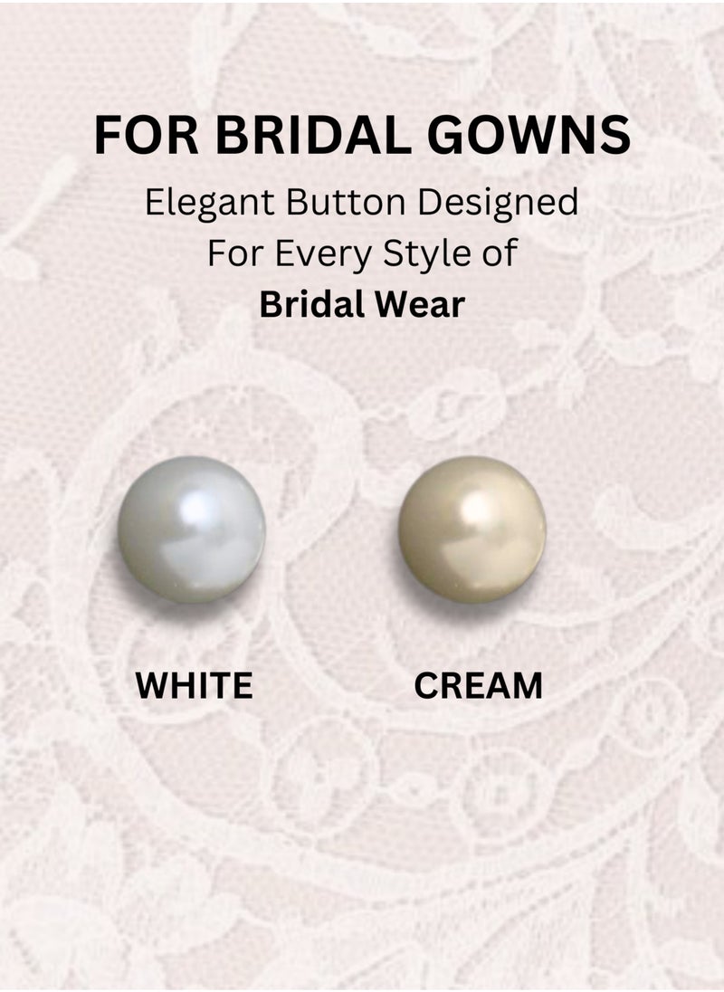 50x Premium Half Ball Pearl ons with Metal Shank - Bridal, Dressmaking, Abaya, DIY, 0.8MM (White)