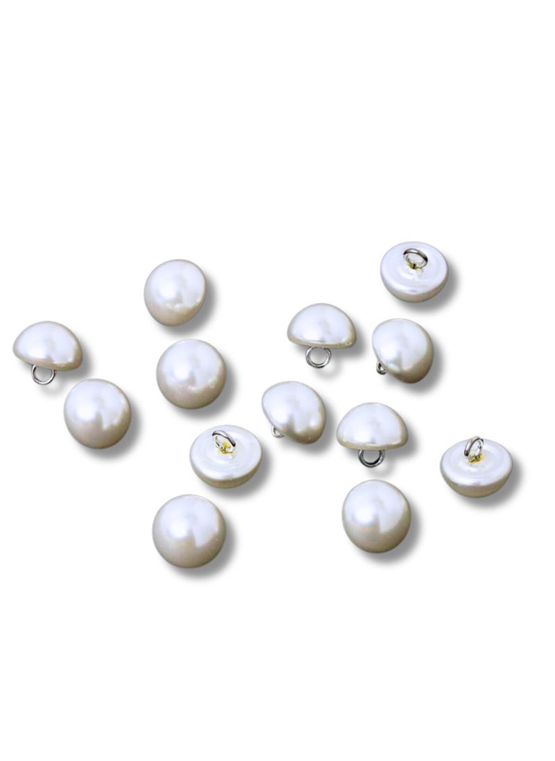 50x Premium Half Ball Pearl ons with Metal Shank - Bridal, Dressmaking, Abaya, DIY, 0.8MM (White)