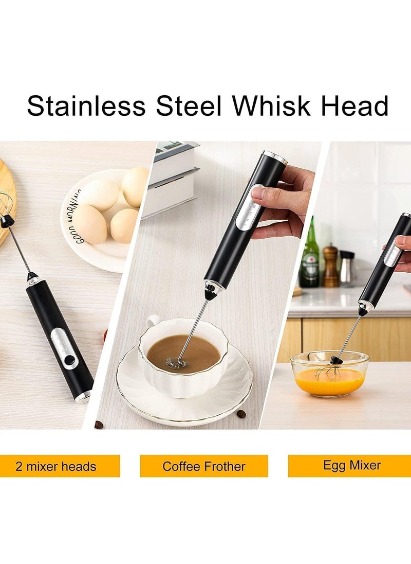 Rechargeable Electric Foam Maker,Milk Frother Handheld Foam Maker,Drink Mixer with Stainless whisks ,3 Speed Adjustable Foam Maker Blender,for Cappuccino Coffee,Lattes,Matcha, Hot Chocolate (Black)