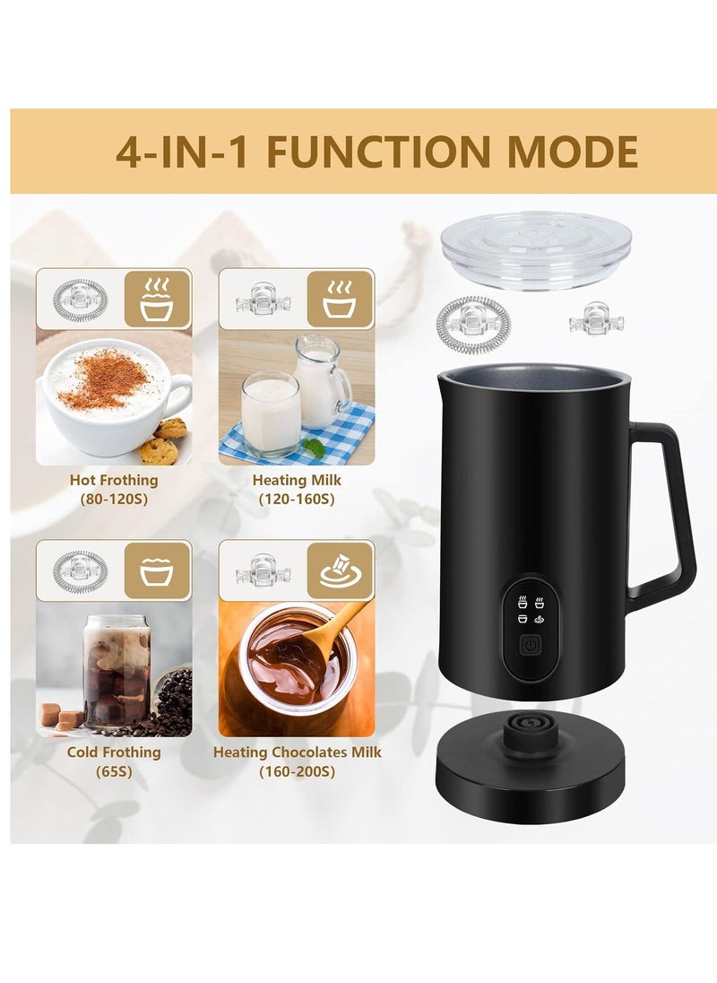 4-in-1 milk frother and steamer 11.8-ounce/11.8 fl oz electric frothing machine  automatic cold and warm foam machine  stainless steel