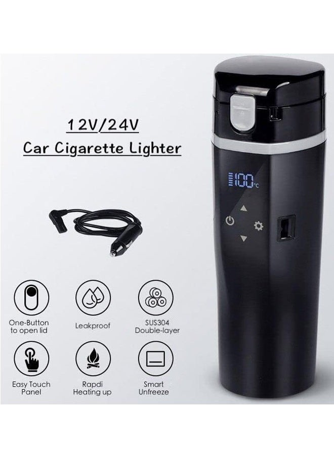 Electric Portable Kettle, 500ml Car Kettle, Anti Spill Leakproof Kettle, SUS 304 Car Coffee Warmer with Temperature Control