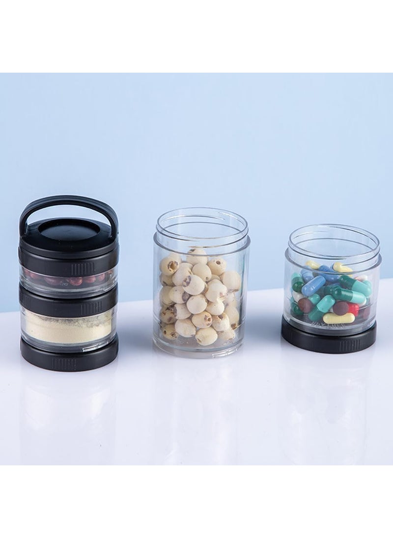 CARTSHOPPER 4-Layer Twist Lock Storage Jars, Portable Snack Jars, Stackable Snack Containers for Storing Milk, Protein Powder, Snacks