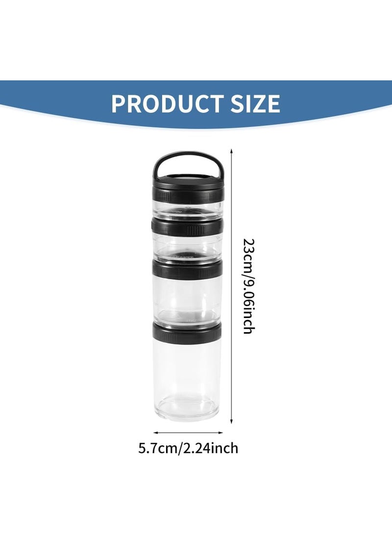 CARTSHOPPER 4-Layer Twist Lock Storage Jars, Portable Snack Jars, Stackable Snack Containers for Storing Milk, Protein Powder, Snacks