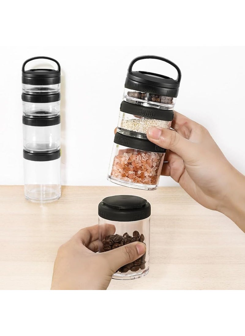 CARTSHOPPER 4-Layer Twist Lock Storage Jars, Portable Snack Jars, Stackable Snack Containers for Storing Milk, Protein Powder, Snacks