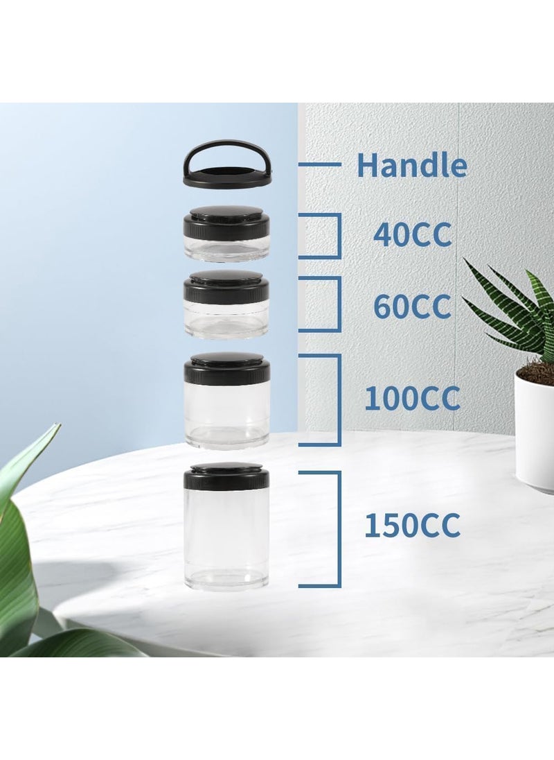 CARTSHOPPER 4-Layer Twist Lock Storage Jars, Portable Snack Jars, Stackable Snack Containers for Storing Milk, Protein Powder, Snacks