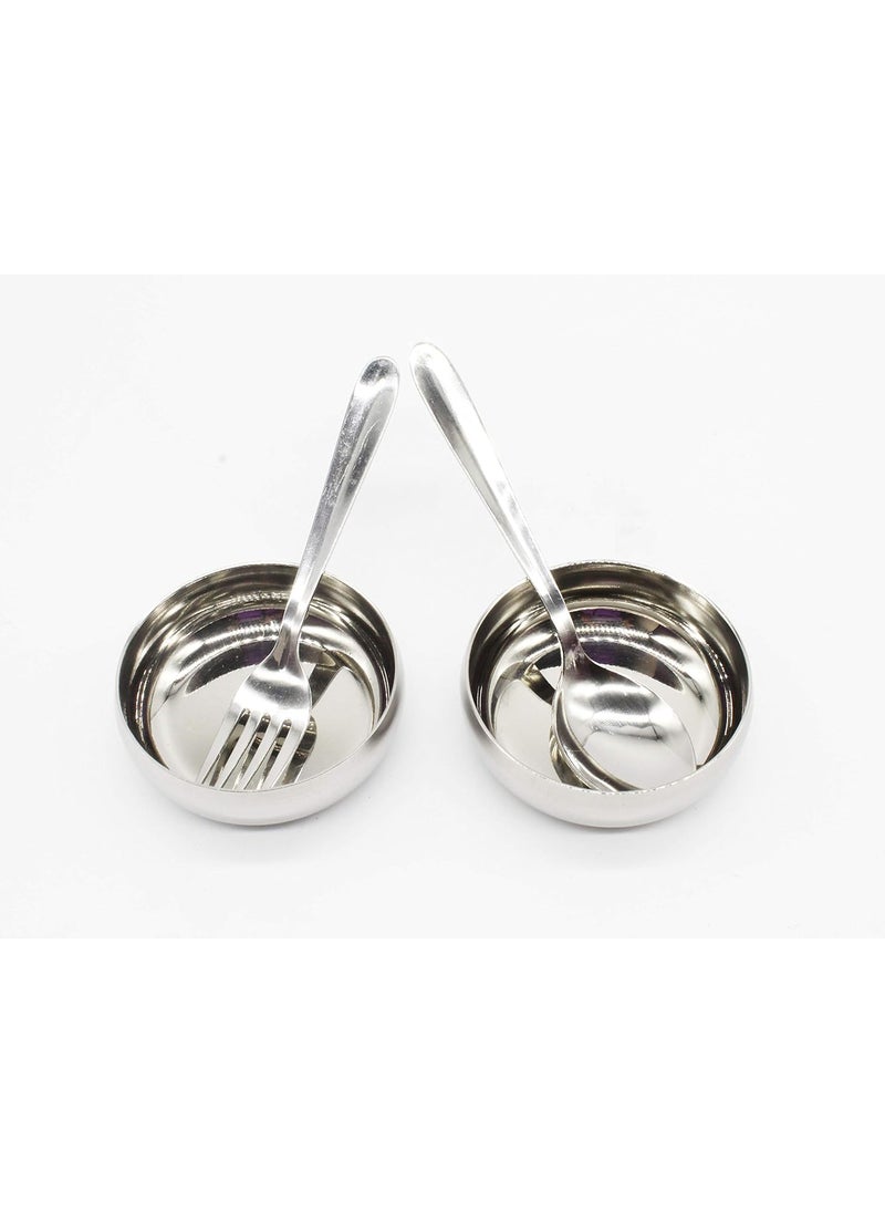 Diamond Stainless Steel Dinner Thali Set - 6 Pieces, Silver