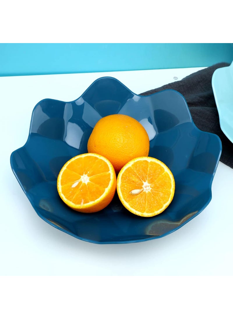 wolpin Designer Plastic Snacks Plate Set Fruits Serving Play (Set of 4 Pcs) Colorful Snacks/Breakfast Plate, Flower Shape, Multicolor