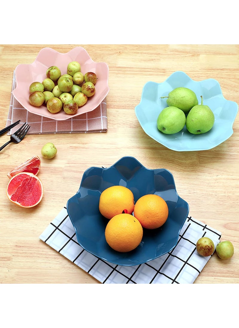 wolpin Designer Plastic Snacks Plate Set Fruits Serving Play (Set of 4 Pcs) Colorful Snacks/Breakfast Plate, Flower Shape, Multicolor