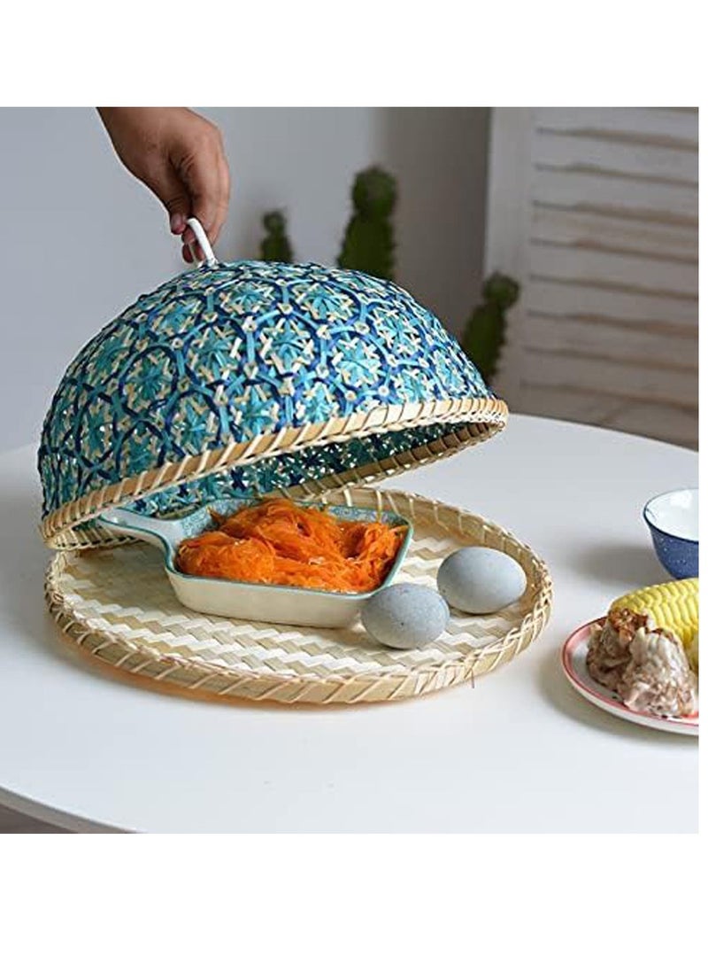 Bamboo colander table cover, bamboo colander, bamboo basket vegetable cover, round dustpan for insect and dust prevention, drying, shade drying, storage, vegetable drying net, fish drying net, sour