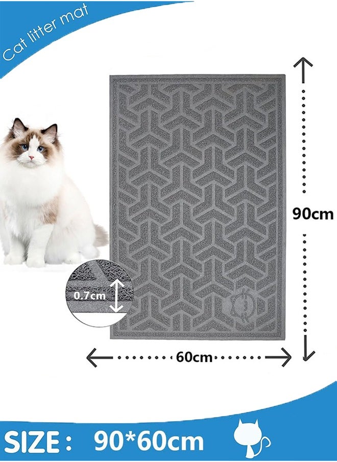 Cat Litter Mat, XL Super Size, Phthalate Free, Easy to Clean, 90 * 60cm, Durable, Soft on Paws, Large Litter Mat.